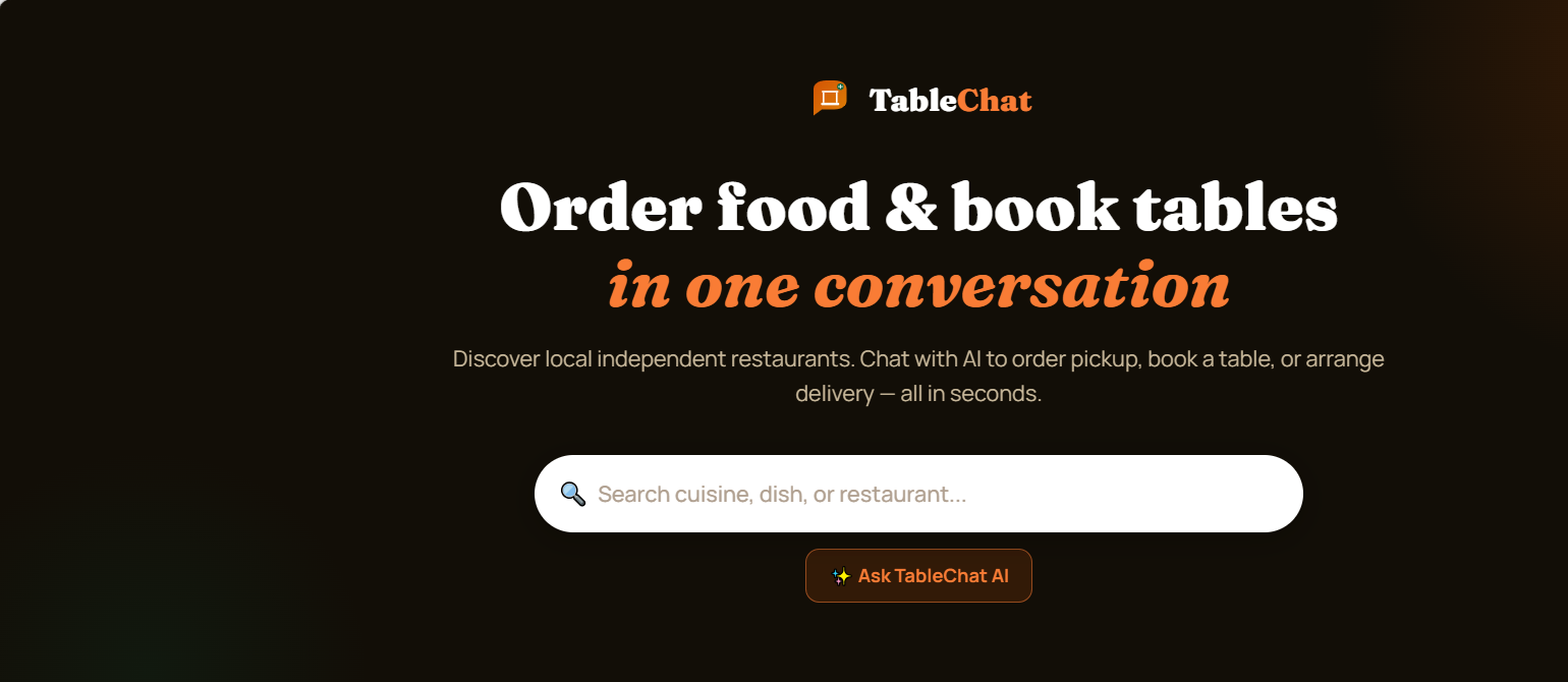 TableChat consumer discovery marketplace